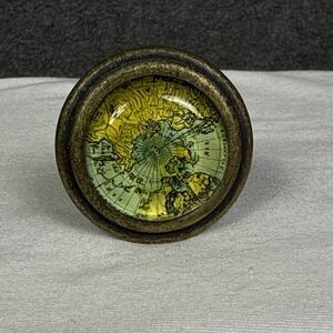 1 Antique Style Brass color Drawer Pull Handle Map Globe Atlas Cabinet Knob 2.5”